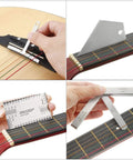 17 Piece Guitar Setup Kit For Electric And Acoustic Guitars With Notched Radius Gauges Neck Radius Ruler Fret Rocker displayed in use