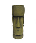 Outdoor Easter Island Tiki Urn Planter in Antique Green Finish for Patio or Garden, Cast Stone Backyard Vase That Brings Island Vibe, Personality, And A Solid Space To Grow Your Plants