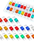 18 Piece Mini ANL Fuse Kit for Car Audio and Marine Electronics, assorted colored fuses in a plastic case, multiple amperages visible