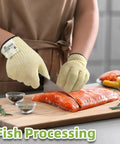 Ultra Durable ANSI Cut Resistant Gloves With 10X Reinforced Food Grade Safety For Kitchen Prep Mandoline Slicing Meat Cutting Oyster Shucking And Fish Fillet Processing Medium Size M gloves used for fish fillet slicing