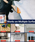 Heavy Duty Clear Waterproof Sealant 35 Ounce Slick Water Based Coating applied on metal surface with brush.
