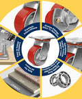 Heavy Duty Casters Set Of 4 Featuring Rock Solid Polyurethane Wheels And Cast Iron Cores For A Bump Free Roll on various floors.