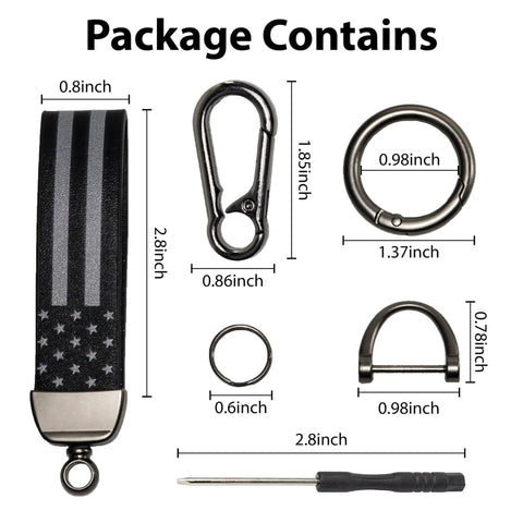 Top Shelf Leather Car Keychain For Men Featuring A Secure Threaded D Ring And Tough Quick Release Loop dimensions and components.