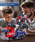 Mech Robot Transform Set With 786 Pieces Dual Design Building Block Kit Compatible With Lego, red and blue mech build on table