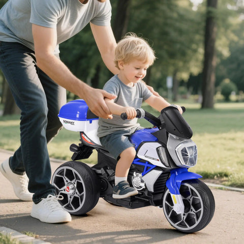 6V Kids Electric Three-Wheel Ride-On Motorcycle For Ages 3-8, totally durable toy bike with headlight, horn, MP3 USB music, phone connect