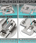 Front and side view of Heavy Duty 35mm Din Rail Clip Kit For Solid State Relays showing stainless steel construction and screws.