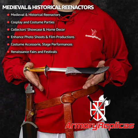Person holding Medieval Arming Dagger Replica for Reenactment and Cosplay with 440 Stainless Steel Blade and Scabbard