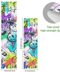 Colorful street art graffiti grip tape for skateboards and longboards, bubble free anti slip deck sheet 33 x 9 inches, detailed view