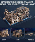 3 In 1 Electric Wooden Marble Run Kit For Adults With Motor Power Lighting Modes And Extended Track Lengths Tool Free Assembly Dope Interactive Wood Model Building Toy Set Perfect Gift For Boys And Men, electric wooden marble run with LED base