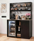 Mini Fridge Cabinet With Storage And Power Outlet Coffee Bar Cabinet With Space For A Mini Fridge And Microwave Shelf