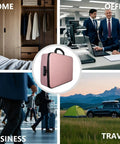 Pink Fireproof And Waterproof Document Organizer Box With Lock For Important Papers, Multi Layer Safe Storage For Travel