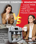 Comparison of hand counting vs. Boss Level Bank Grade Money Counter For Mixed Denominations With Printer Enabled Fast And Secure Counterfeit Detection Using UV MG IR IT Multi Sensor Two CIS Ideal For Cash Handling And US Tech Support