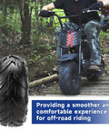 Tubeless 145/70-6 mini bike tire on trail, showing off-road use for go karts and ATVs with repair kit focus.