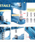 Heavy Duty Eyelet Grommet Tool Kit With 3 Dies And 3000 Grommets 6 10 12mm Hand Press Punch details with interchangeable dies