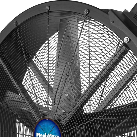 Close-up of Hella Powerful 47 Inch Portable Industrial Fan With Stepless Variable Speed Motor's fan blades and grille.