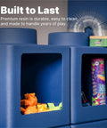 Close-up of blue cube units with open front from Contemporary Builders Stackable Storage Cubes Set For Kids, showcasing storage space.
