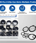 External Retaining Ring Kit Set All In One 1095 Piece Circlip Snap Ring Assortment in black alloy steel display with open case