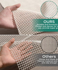 Comparison of two rug pads, highlighting the extra thick non slip rug pad gripper 2 by 3 feet as superior with durable cushion.