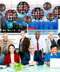Flags Of All Nations Paper Hanging Lanterns Set Of 12 For Party Decor above international business team meeting