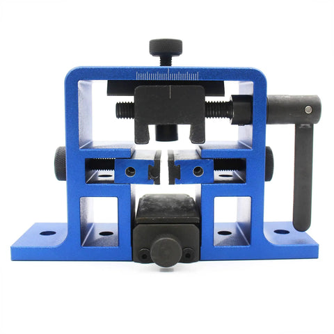 Front view of Pro Grade Pistol Sight Pusher Tool with Reversible Prong and Solid Construction for quick dovetail sight work, blue.