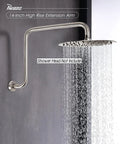 S-Shaped High Rise Shower Arm With Flange In Brushed Nickel, 16.65 Inch Length, 11.81 Inch Extra Height, 304 Stainless Steel