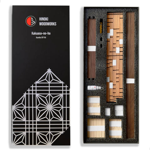 Kumiko DIY Kit With Kakuasa No Ha Pattern Ready To Assemble Wall Art, 154 Wood Pieces In Basswood, Cherry, Black Walnut