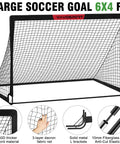 Portable Pop Up Soccer Goals Set For Backyard Play Two 6x4 Ft Kid Sized Goals With Ball Pump Cones And Carry Bag Grab And Go Easy Practice Net For Toddlers To Teens Outdoor Soccer Training Gear, shown with 450D oxford material and fiberglass poles.