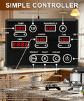 Top Shelf Smokeless Electric Coffee Bean Roaster With Auto Manual And Semi Auto Settings control panel featuring temperature and timer displays.