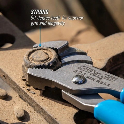 4.5 Inch Slip Joint Pliers With Straight Jaw Tongue And Groove Hardened Steel Construction PERMALOCK Fastener in use