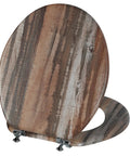 Round Wooden Toilet Seat heavy duty with Zinc Alloy Hinges, with a natural wood finish for easy clean by Angel Shield (16.5", Board)