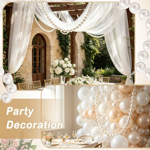 Pearl Ball Garland Set 10 Pieces 2.2 Inch Refills For Wedding Backdrops Table Decor Easy Setup And Reusable Pearl Ball Decorations For Parties And Events on wedding backdrop