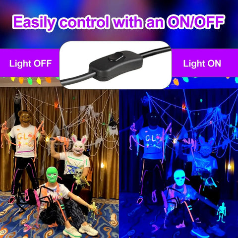 Three Pack Led Black Light Bar Ultraviolet Lamp 385 To 400 Nanometers For Home Parties Clubs Stage Decor On Off Switch