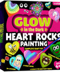 Glow In The Dark Heart Rock Painting Kit For Kids Ages 4 To 12, STEM Craft Set With Puffy Paint Stickers Gems And Paints, box cover