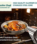 Stainless Steel Cookware Set 14 Piece 5 Ply Full Clad Induction Ready Pots And Pans For Professional Kitchen Cooking in oven