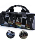 Fishing Jig Bag Portable Lure Storage Tackle Gear For Saltwater And Freshwater Jigs Holds Lead Vertical Jigs Safely With Hook Friendly TPU Handle Durable PVC Mesh Gray 12.99 x 5.12 x 4.72 Inches