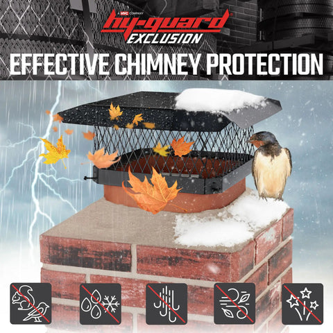 Bolt On Galvanized Steel Chimney Cover For Single Flue, 13 X 13 Inches, guarding against rain, snow, debris and bird on brick chimney.
