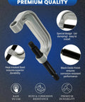 Front view of SIXIWANZI 10-piece ball joint press and removal kit; silver C-frame with black threaded rods
