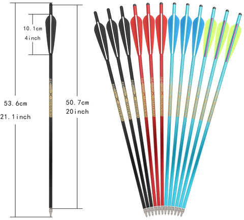 Aluminum Crossbow Bolts 20 And 22 Inch Arrows With Screw In Broadheads For Hunting And Target Practice, multiple colors