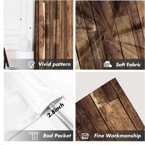 Farmhouse Rustic Barn Door Curtain Panels Two Pack Set 52 Inches Wide By 84 Inches Long Rod Pocket Window Drapes Fabric Details