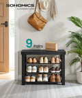 4 Tier Bamboo Shoe Rack Bench Organizer For Entryway And Living Room, Spacious Space-Saving No-Fuss Shoe Storage For 9 Pairs