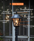 Solar Lamp Post Kit 77 Inch Outdoor Light With Black Resin Post Clear Lens EZ Anchor Ground Auger No Brainer Install