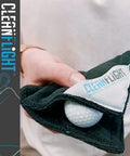 Person using Portable Golf Ball Washer With Towel And Cap Set On The Go Clean Spin Brush System for ball cleaning