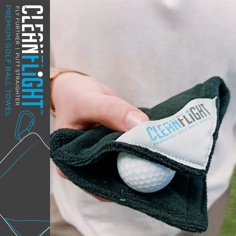 Person using Portable Golf Ball Washer With Towel And Cap Set On The Go Clean Spin Brush System for ball cleaning