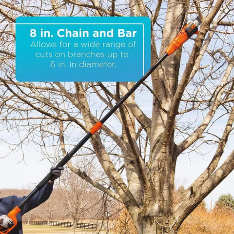 20V Max Cordless Pole Saw Kit With 14 Inch Guide Bar And Lithium Battery For Smooth Tree Trimming And Tall Branch Cleanup Plug Free Backyard Boss Tool That Chops Through Heavy Duty Limbs Without Breaking A Sweat