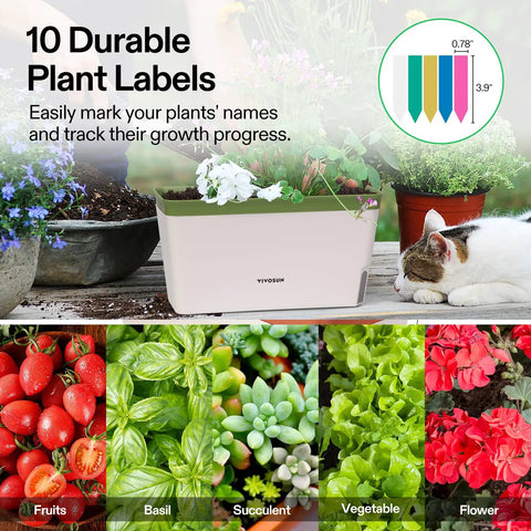 Self Watering Planters 6 Pack 10.5 Inch Rectangular Window Herb Planter Box With 10 Plant Labels Indoor Outdoor No Fuss Plant Container