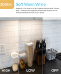 Under Cabinet LED Light Bar 24 Inch Linkable Fixture for Kitchen and Pantry, warm white 3000K, 90 CRI, lighting demo.