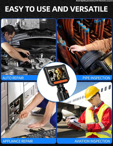 Two Way Articulating Borescope With 1080P HD Endoscope Camera And 8 LED Lights Five Foot Semi Rigid Flexible Probe inspection use