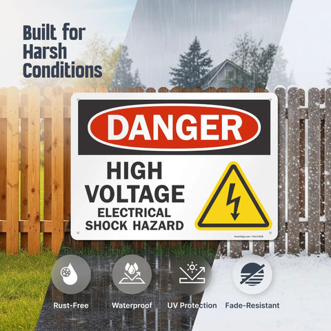 Danger High Voltage Electrical Shock Hazard Sign 10 By 14 Inches OSHA Metal Sign Made From 40 Mil Laminated Rustproof Aluminum