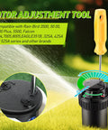 4 Pack Sprinkler Key And Adjustment Tool Kit For Rain Bird 5000 And Hunter PGP Heads with yellow handle tool on grass