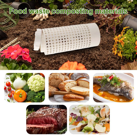 Compact Outdoor Inground Compost Bin For Raised Beds And Yards 2 Gallon Tumbler Style with food waste materials.
